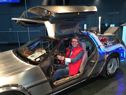 Me in a DeLorean time machine